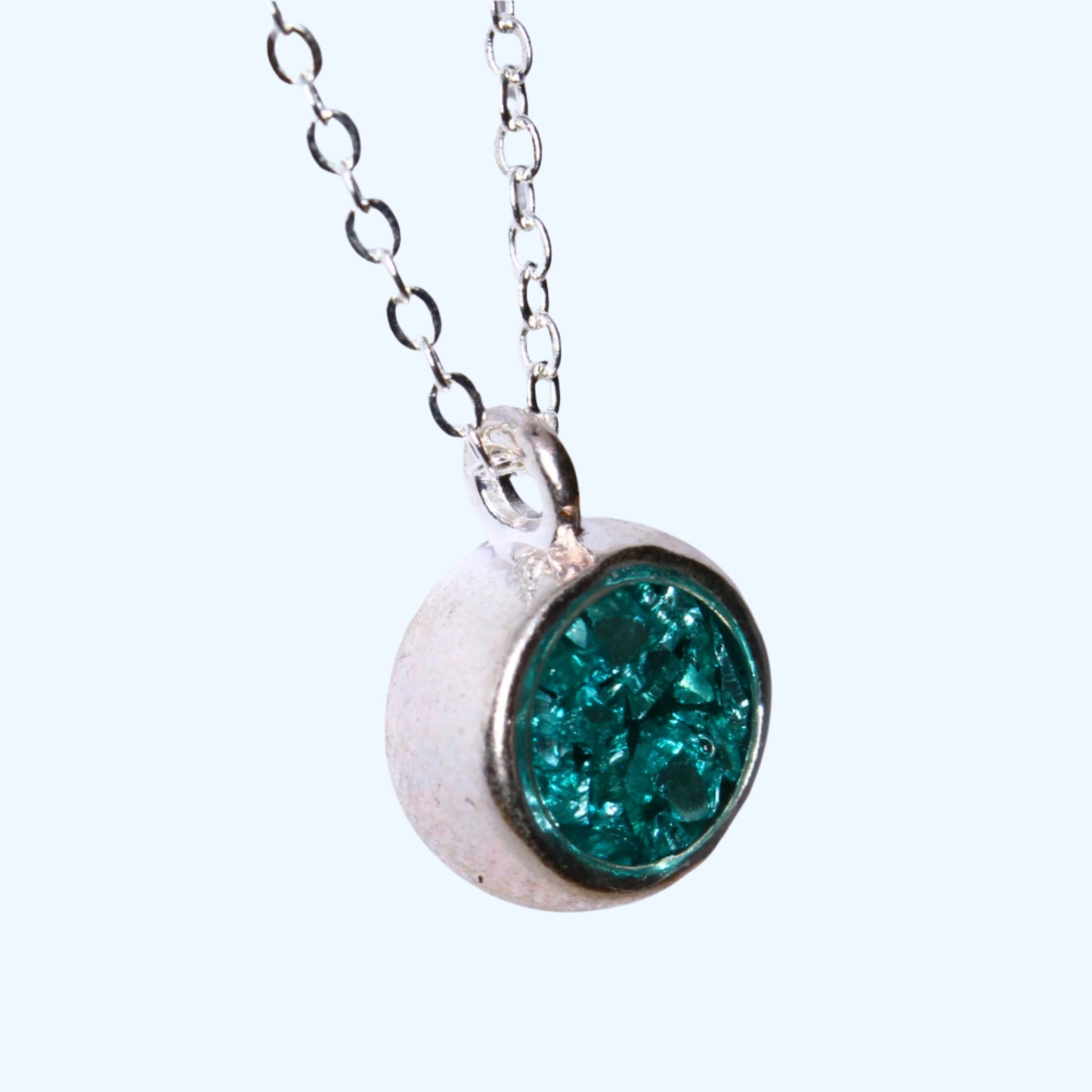 Crushed Glass Pendant - Silver Plated
