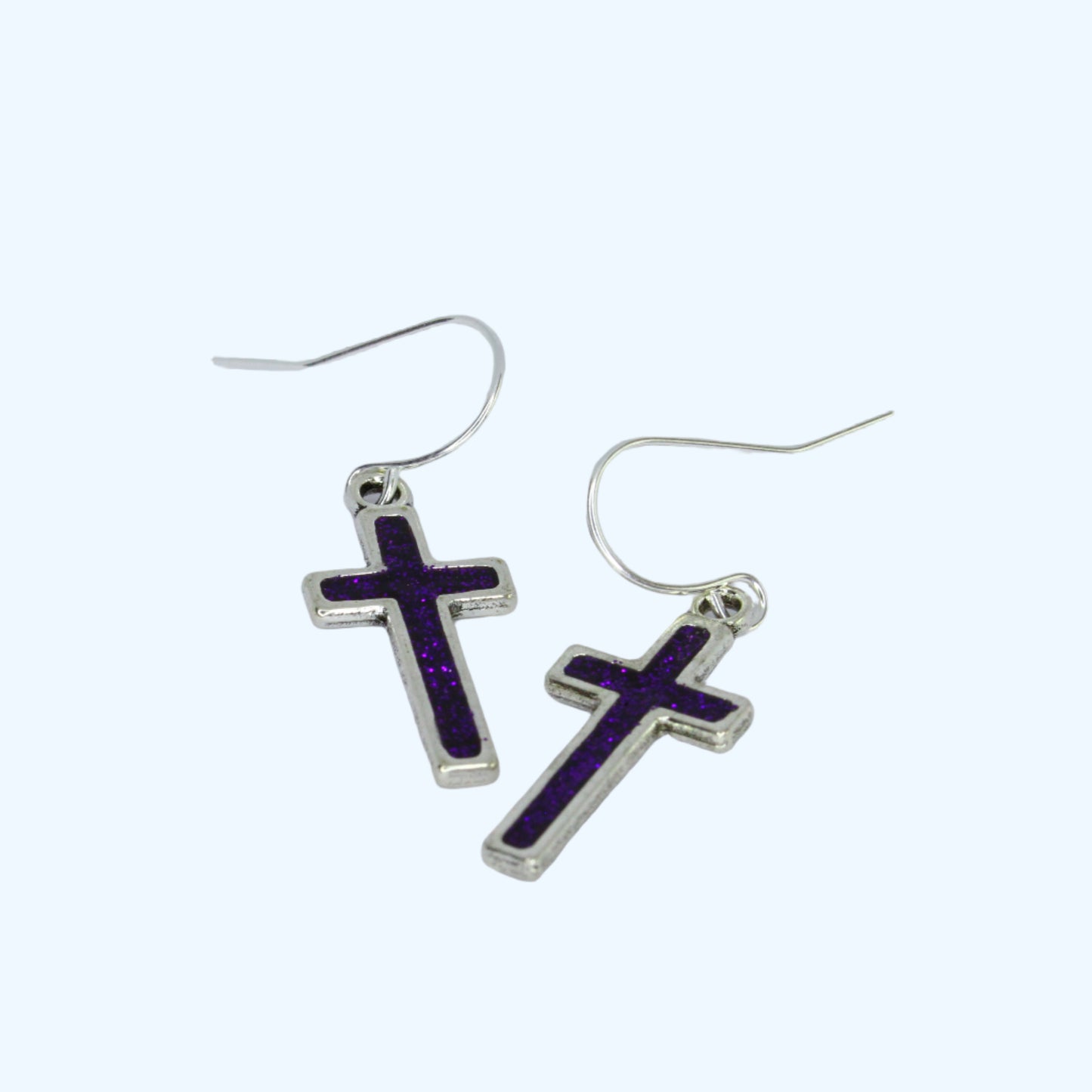 Small Cross Earrings - Silver