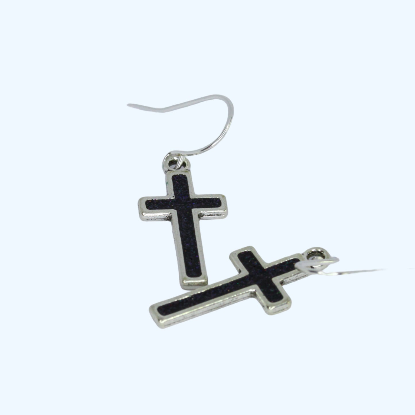 Small Cross Earrings - Silver