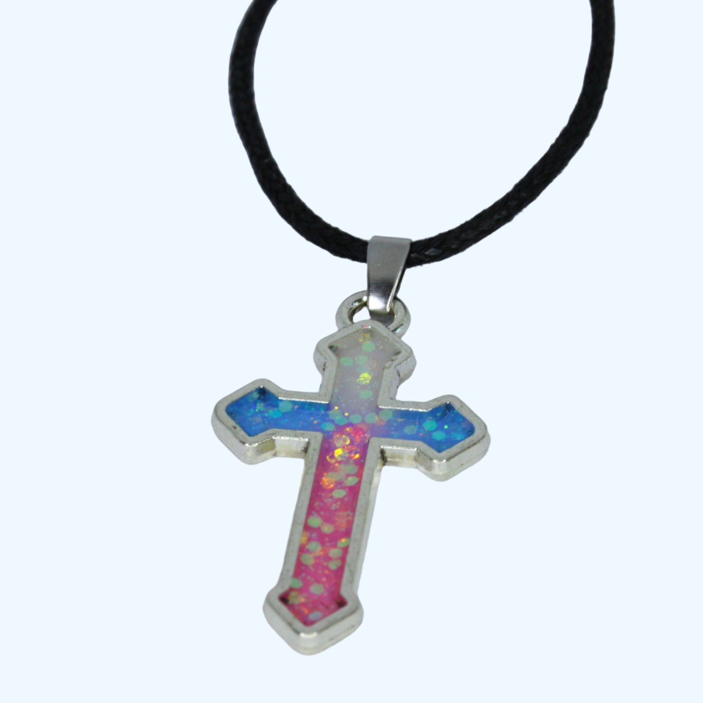 Cross Necklace - Trans Flag