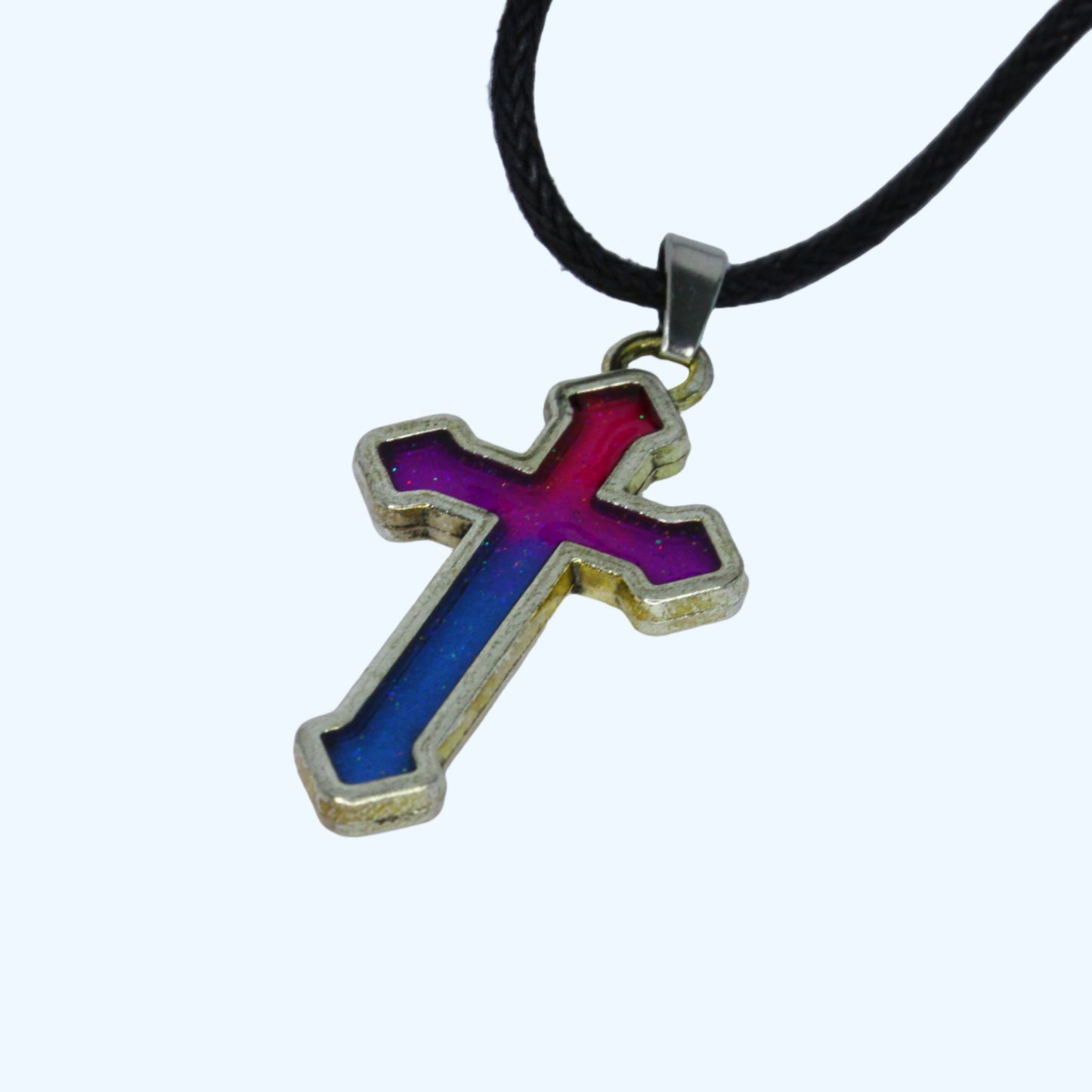 Cross Necklace - Bisexual Flag