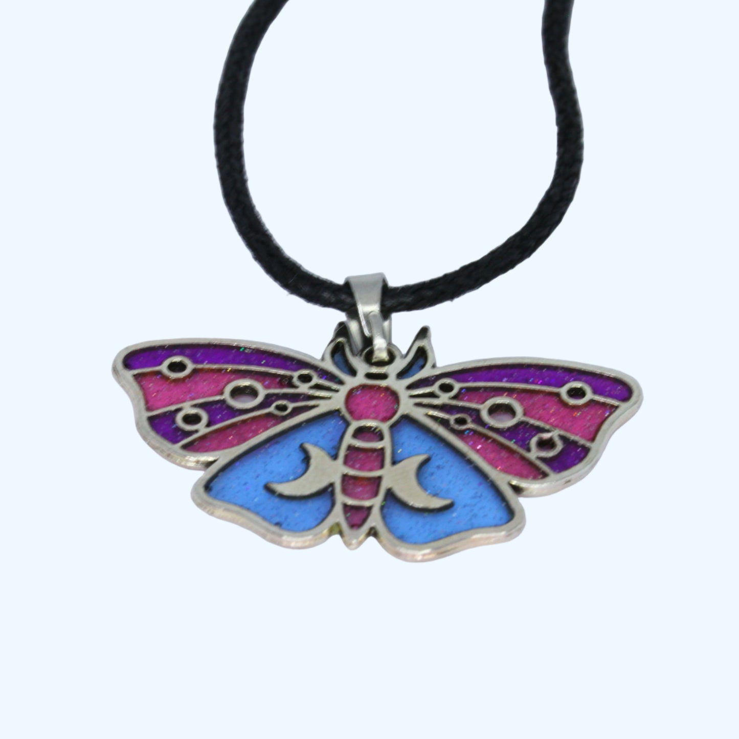 Moth Necklace - Bisexual Flag