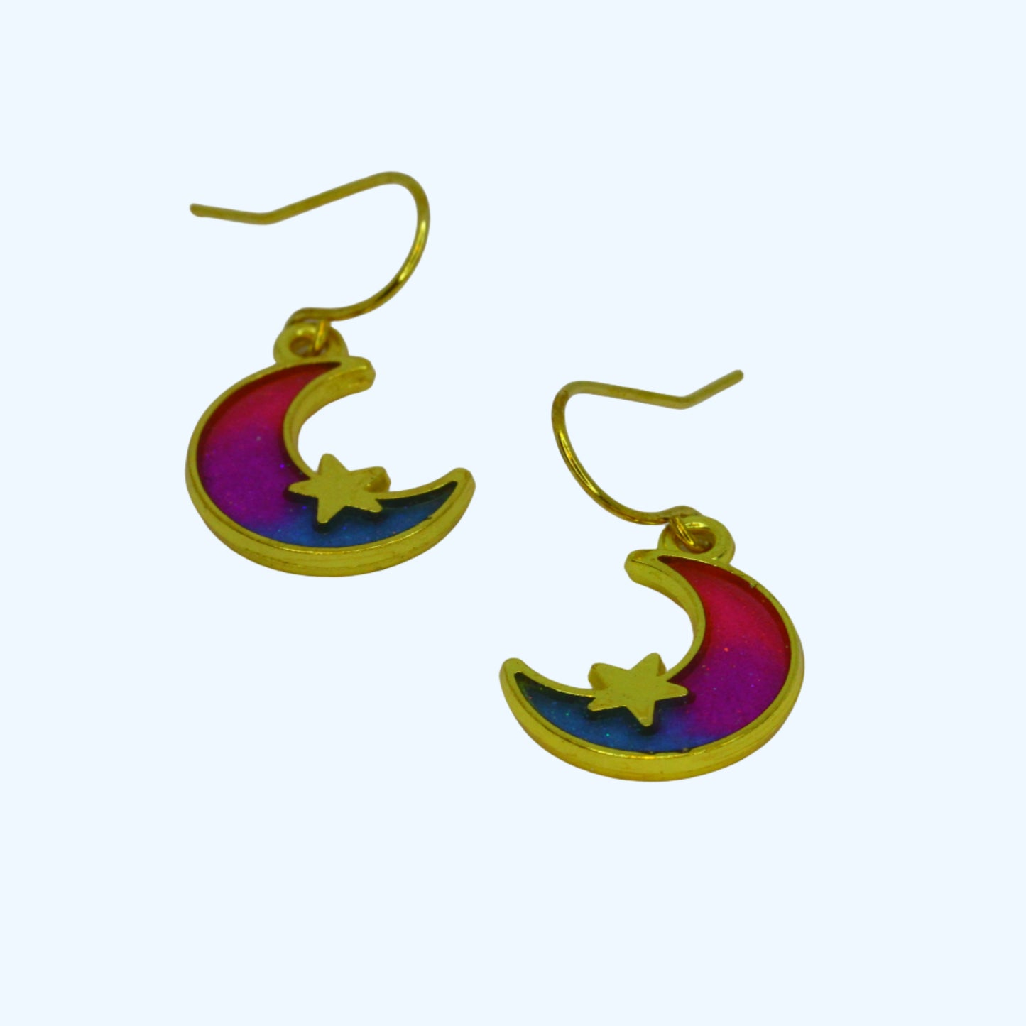 Crescent Moon Earrings - Bisexual flag