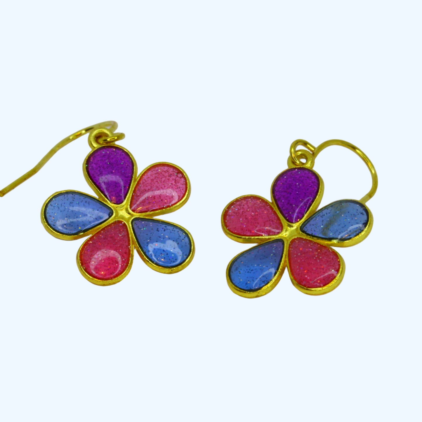 "Nice Flower" Earrings - Bisexual Flag
