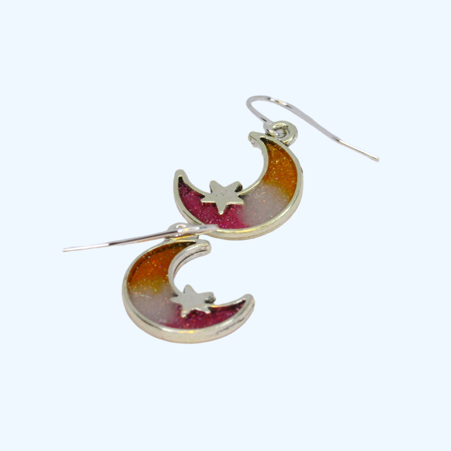Crescent Moon Earrings - Lesbian Flag