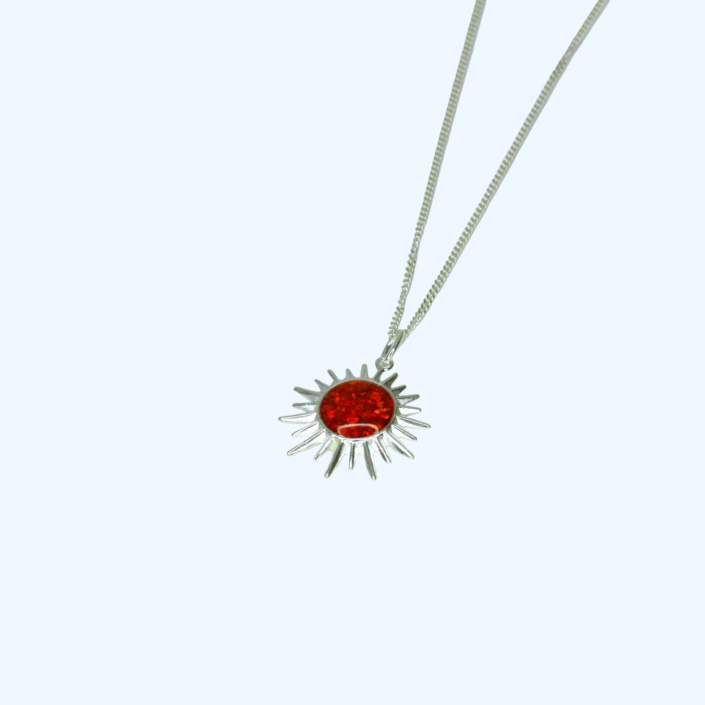 Sterling Silver Crushed Opal Sun Necklace