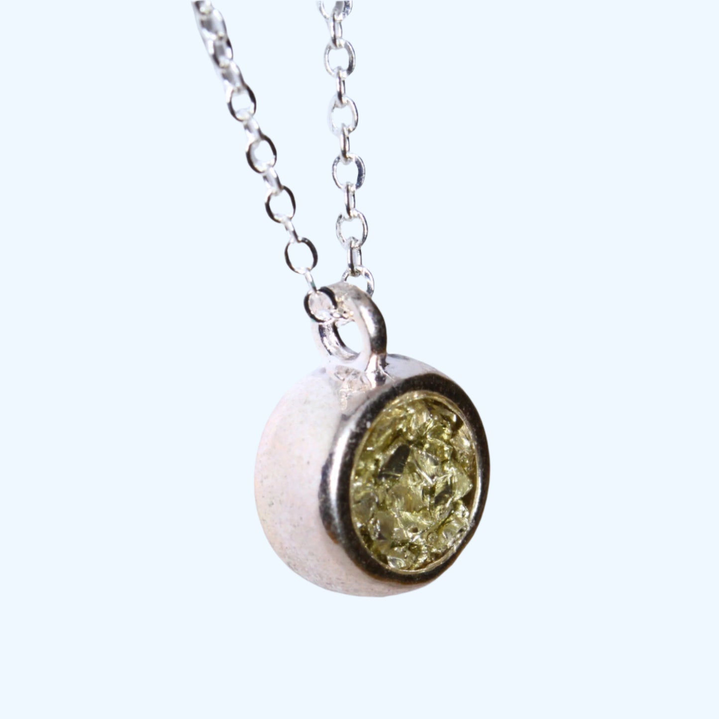 Crushed Glass Pendant - Silver Plated