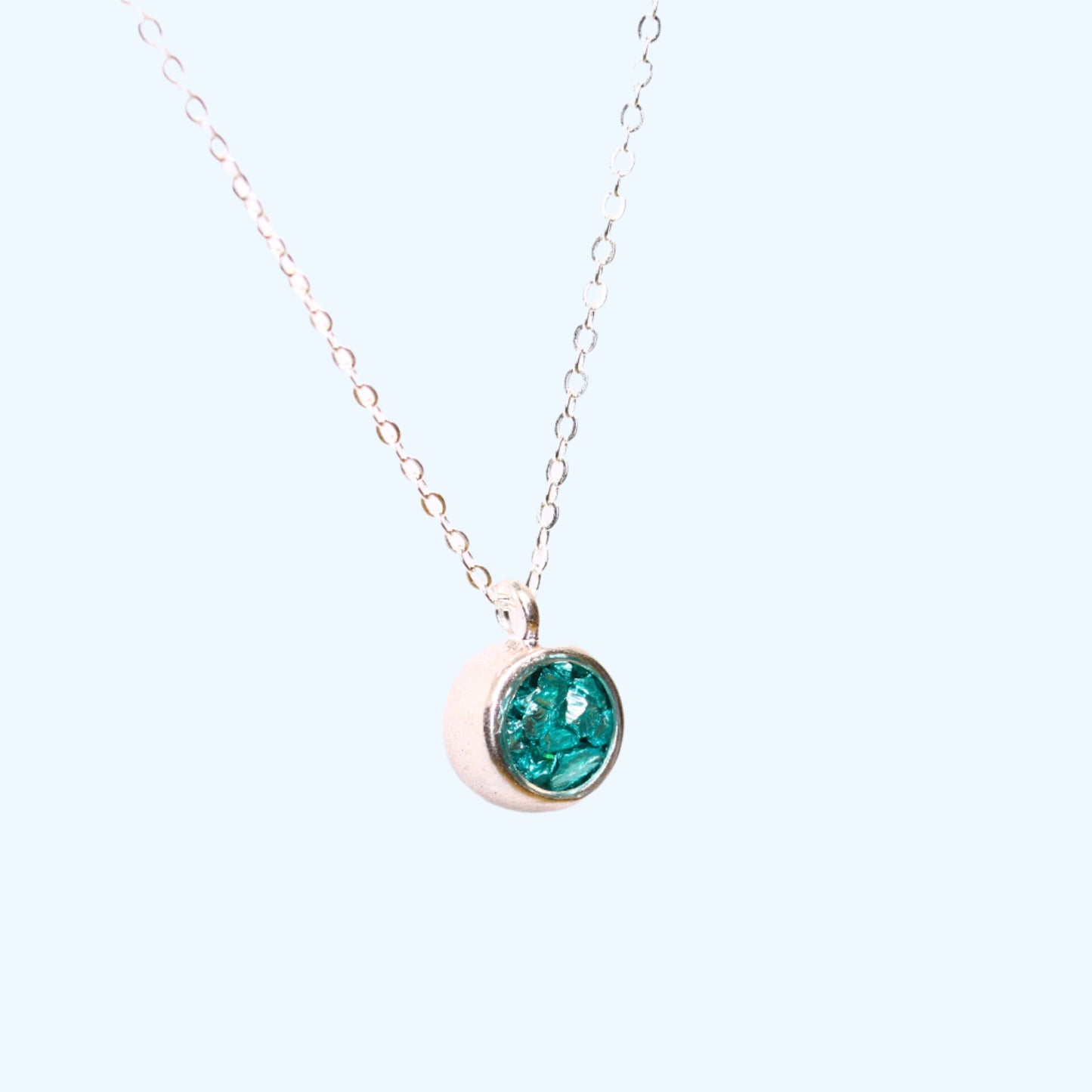 Crushed Glass Pendant - Silver Plated