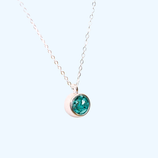 Crushed Glass Pendant - Silver Plated