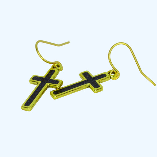 Small Cross Earrings - Gold