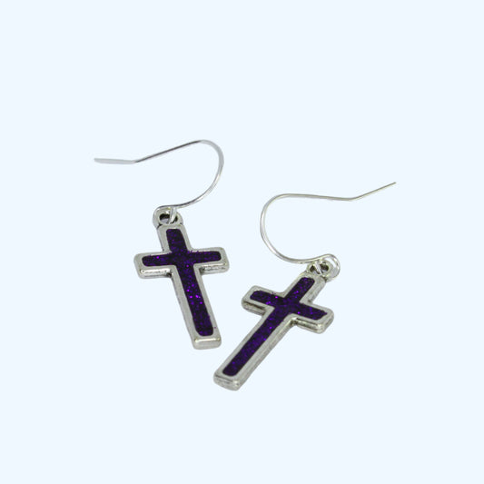 Small Cross Earrings - Silver