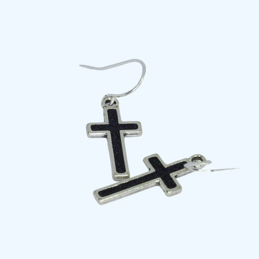 Small Cross Earrings - Silver