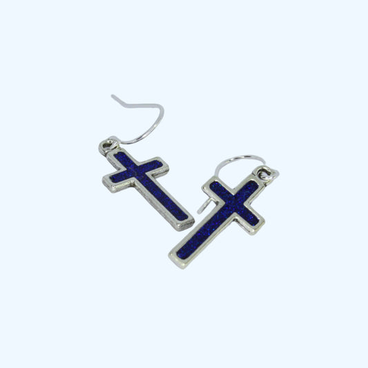 Small Cross Earrings - Silver