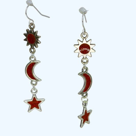 Sun, Moon and Star Earrings