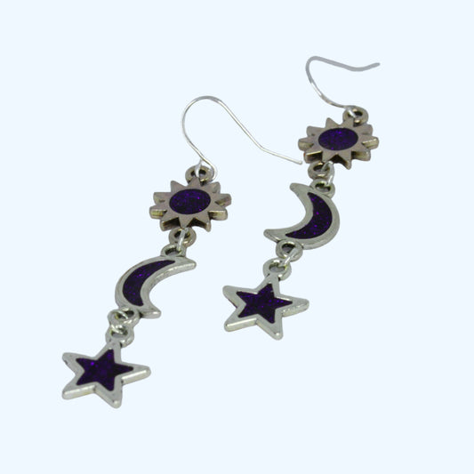 Sun, Moon and Star Earrings
