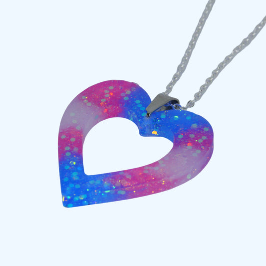 Heart Necklace - Trans Flag