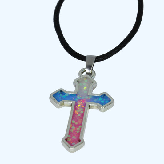 Cross Necklace - Trans Flag