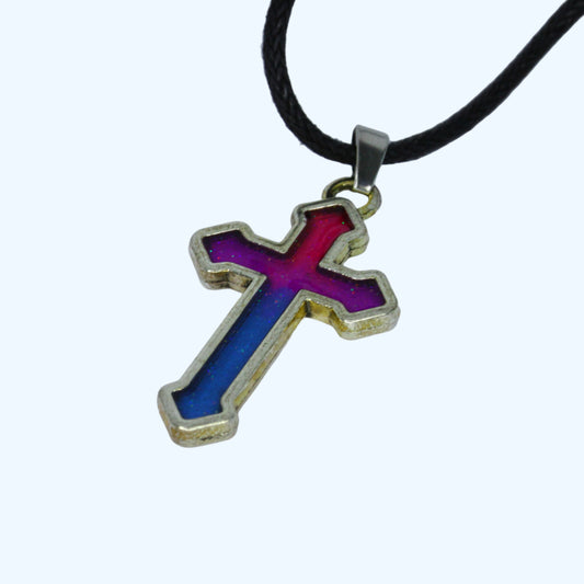 Cross Necklace - Bisexual Flag