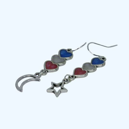 Celestial Hearts Earrings - Trans Flag