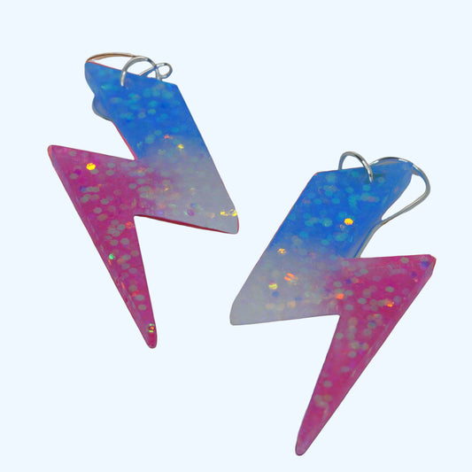 Lightning Earrings - Trans Flag