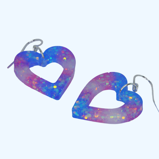 Heart Earrings - Trans Flag