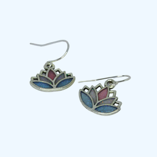 Lotus Earrings - Trans Flag