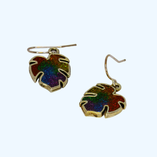 Pride Monstera Leaf Earrings