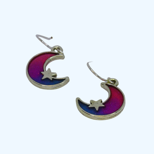 Crescent Moon Earrings - Bisexual flag