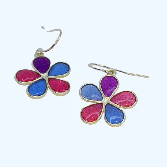 "Nice Flower" Earrings - Bisexual Flag