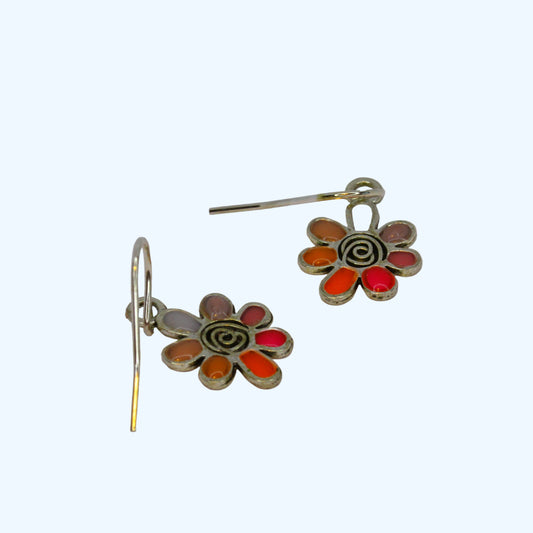 Dainty Flower Earrings - Lesbian Flag